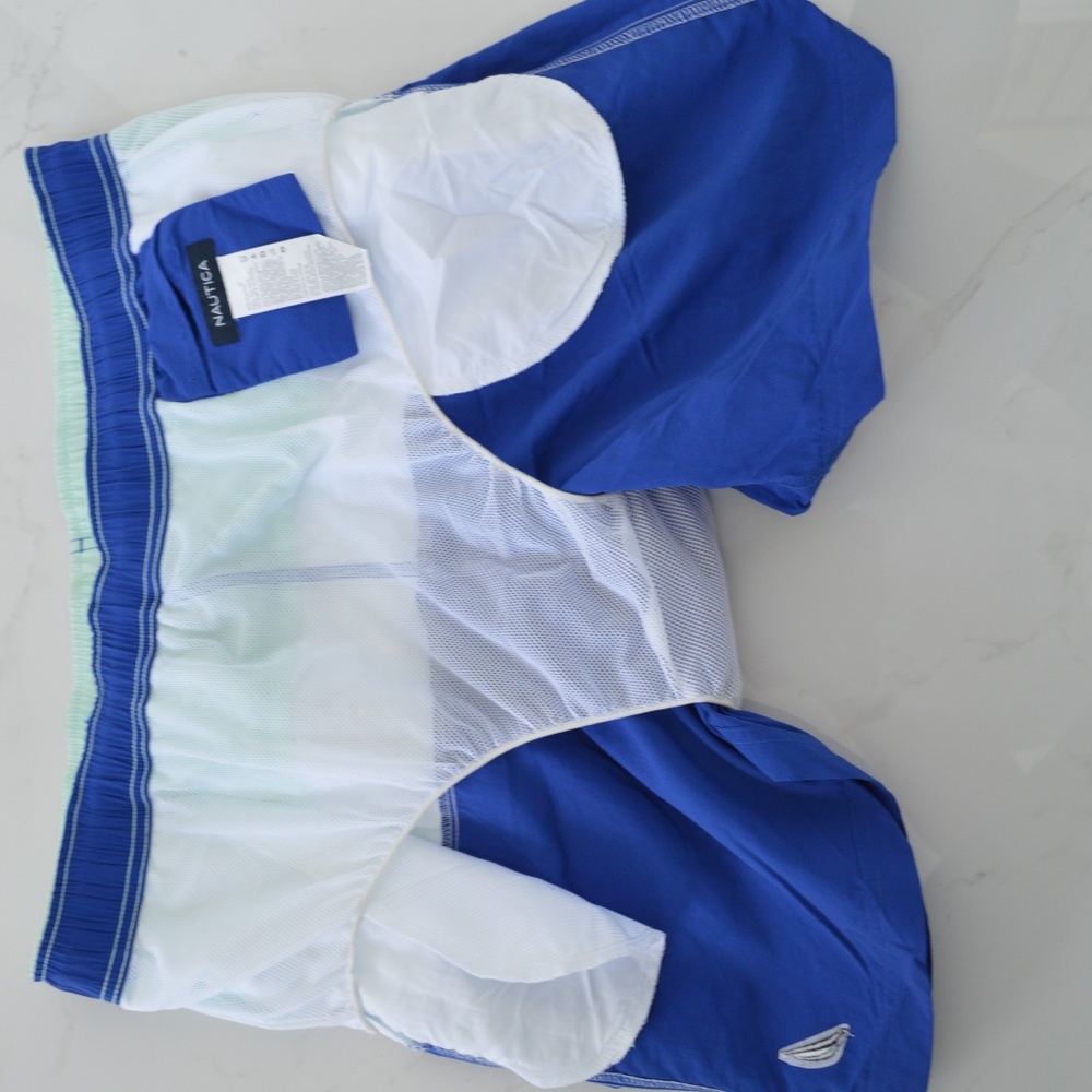 Nautica swim shorts bathing beach blue striped - Picture 3 of 4